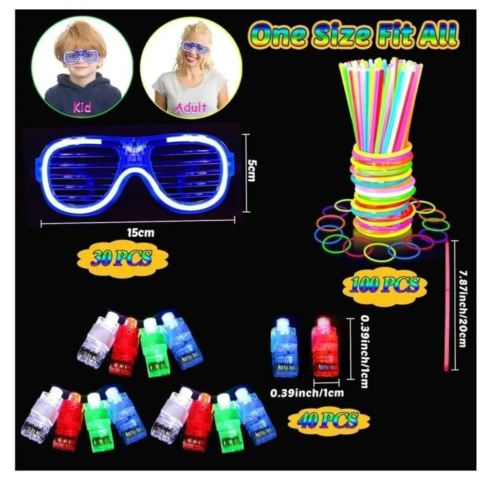 170 PCS Glow in The Dark Party Supplies, Glow Party Decorations with 100 Glow...